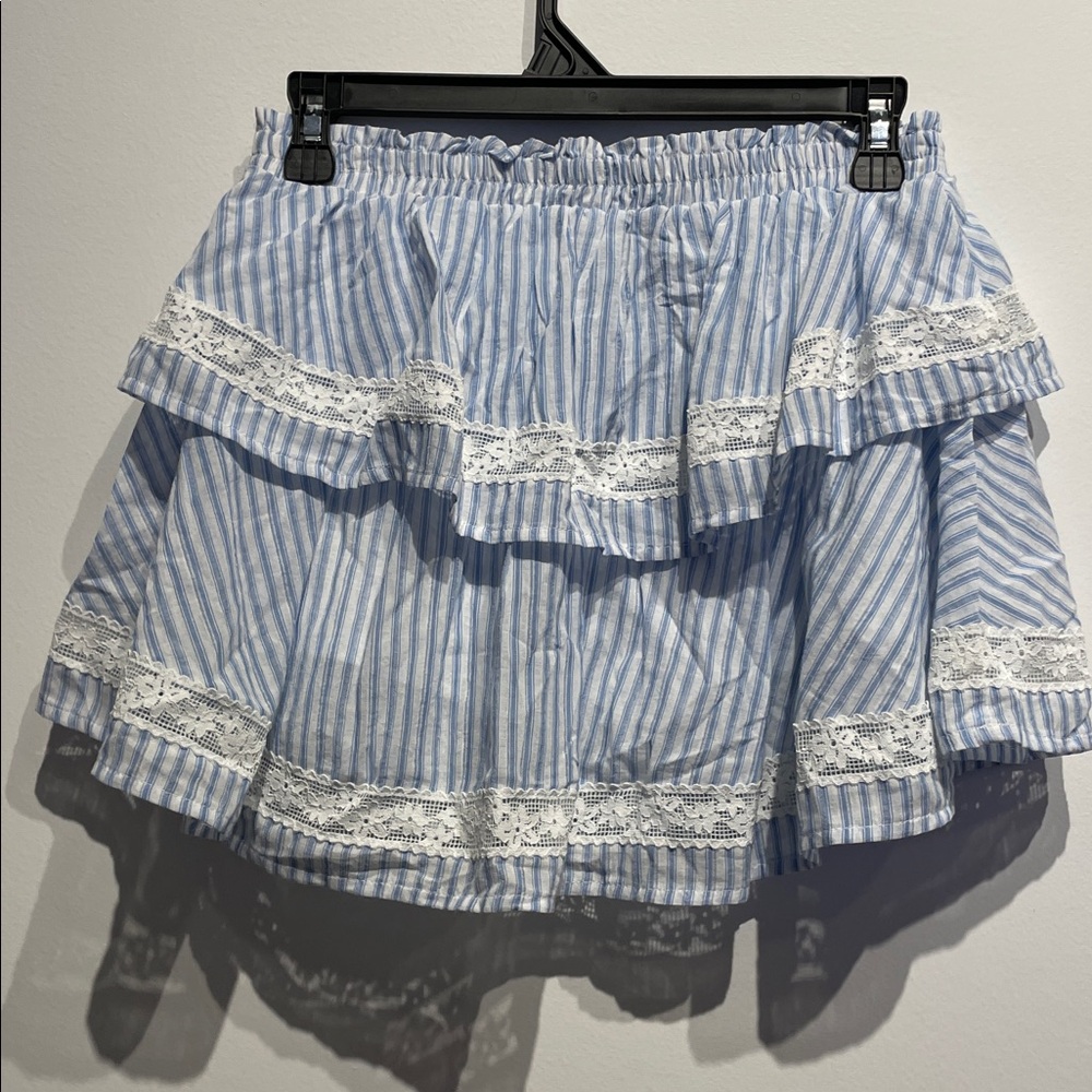 Wild Fable Women’s Tiered Lace Trim Mini a-Line Skort Light Blue XS NWT - Picture 2 of 5